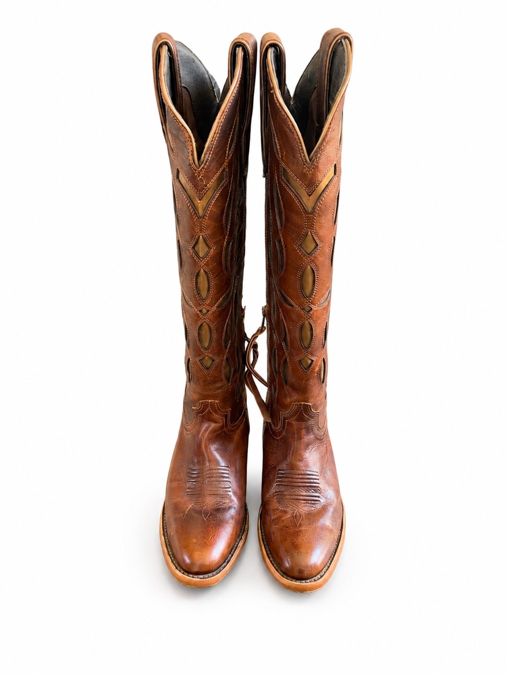 Ariat Women’s 6.5B Brown Leather Western Cowgirl Boots Side Zip Cutout Mexico